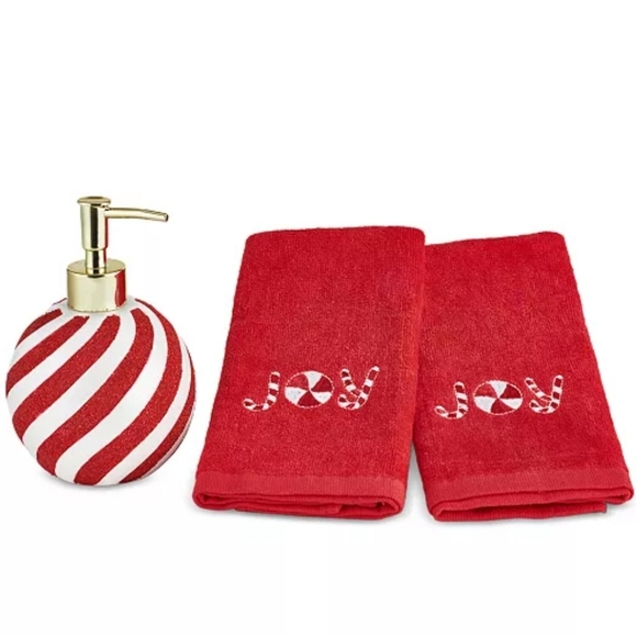 MISTLETOE FARMS Peppermint 3-Pc. Towel & Pump Set - Picture 2 of 7